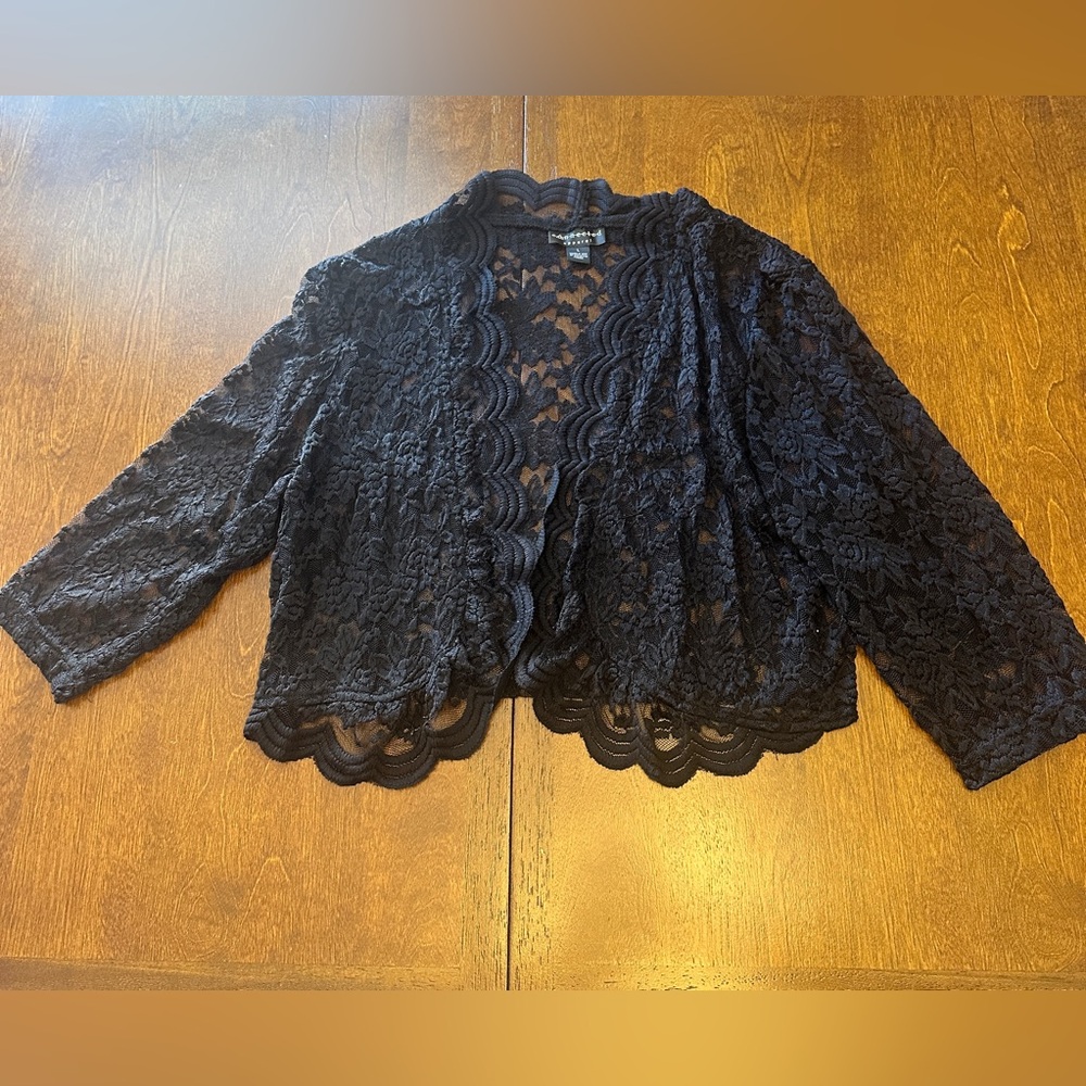 Connected Apparel Black Lace Cardigan